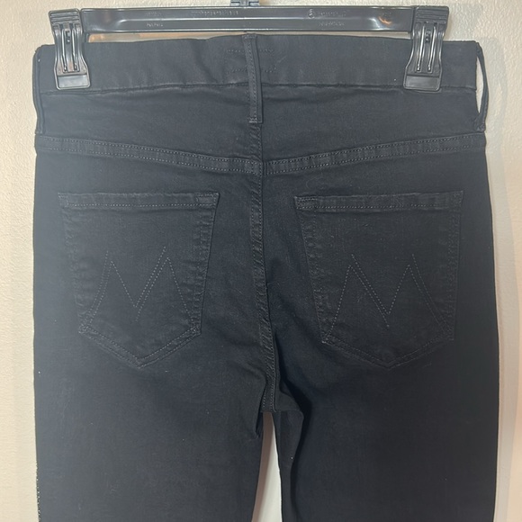 Mother black The Looker high waisted ankle fray jeans in Guilty Glitter Racer - Picture 10 of 16